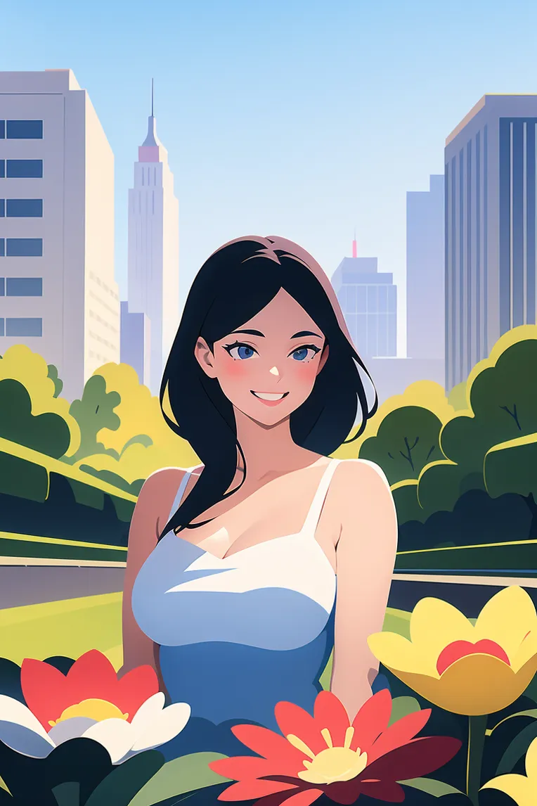 Flat,Flat Illustration,Girl,Checkpoint,SD 1.5