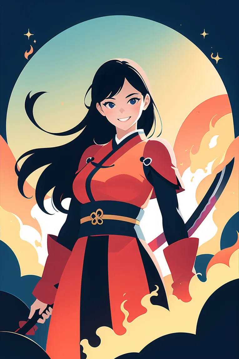 Flat,Flat Illustration,Girl,Checkpoint,SD 1.5