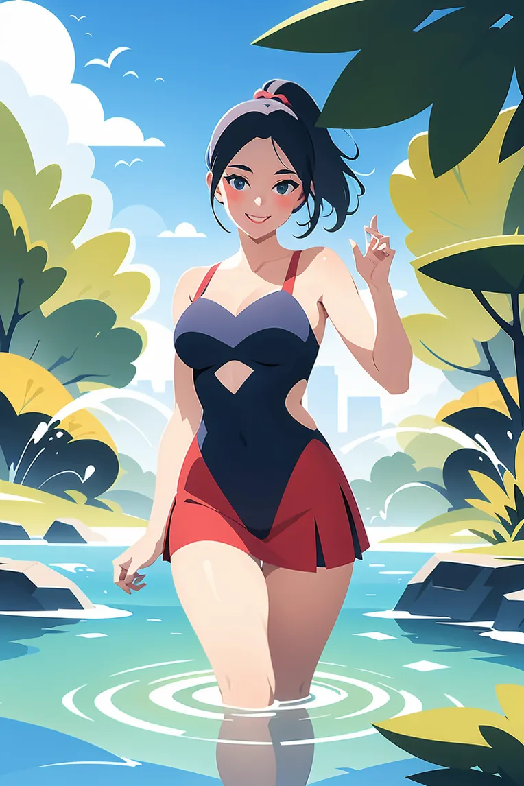 Flat,Flat Illustration,Girl,Checkpoint,SD 1.5