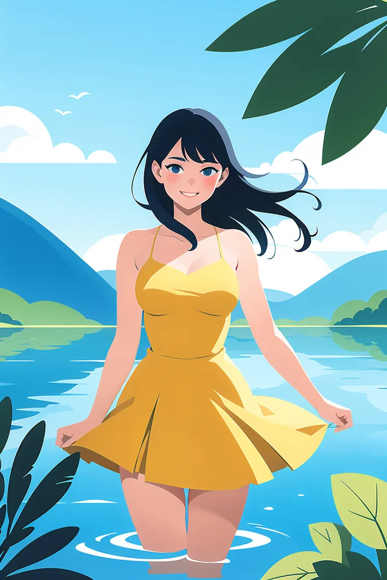 Flat,Flat Illustration,Girl,Checkpoint,SD 1.5