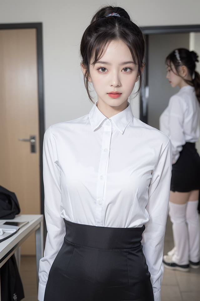 Fantasy Fly - Clothing - White Shirt and Hip Skirt with Black Silk v10