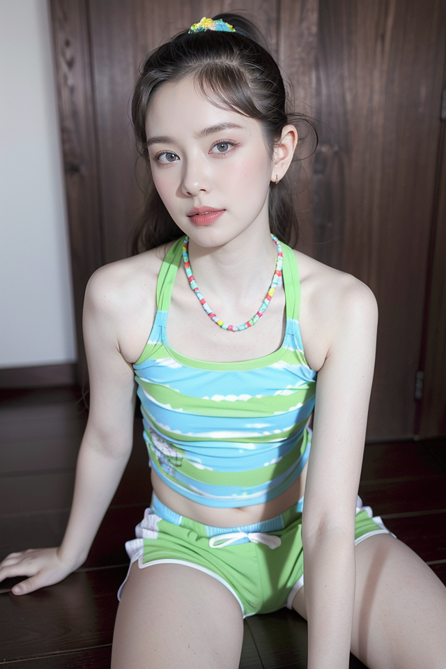 Fantasy Flying - Clothing - Green Striped Home Dress v10