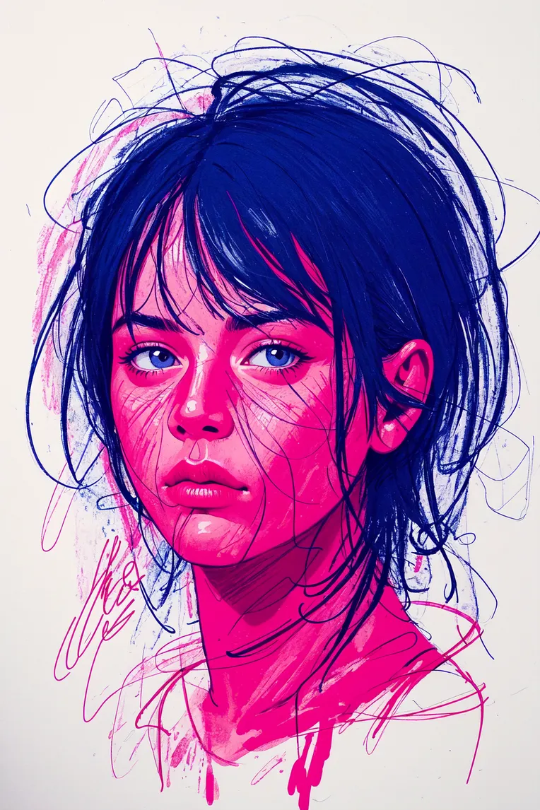 Hand-Drawn,Traditional Painting Media,Girl,Checkpoint,SD 1.5