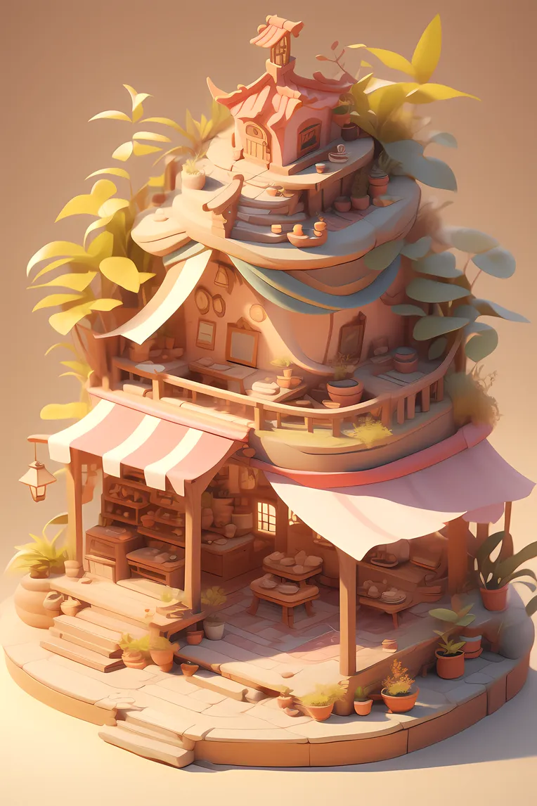 Illustration,Cartoon style,Building,LoRA,SD 1.5