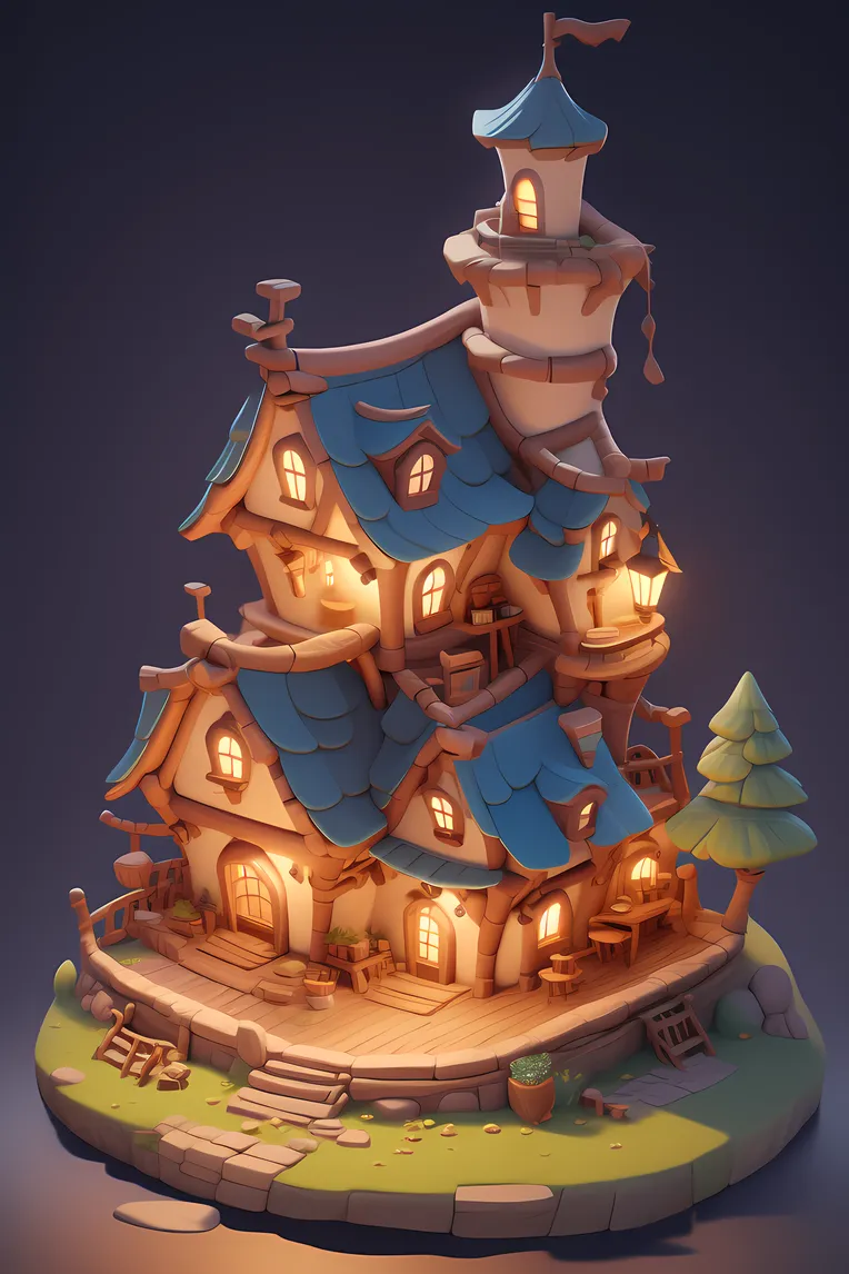 Illustration,Cartoon style,Building,LoRA,SD 1.5