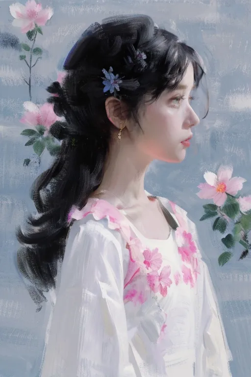 Hand-Drawn,Traditional Painting Media,Girl,LoRA,HunyuanDiT v1.2