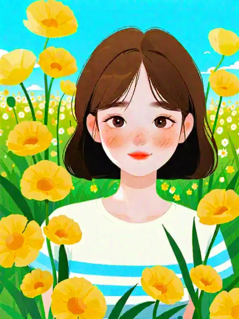 Flat Illustration,Girl,Style Boost,LoRA,SDXL