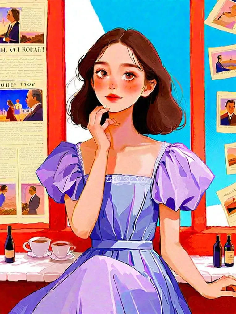 Flat Illustration,Girl,Style Boost,LoRA,SDXL