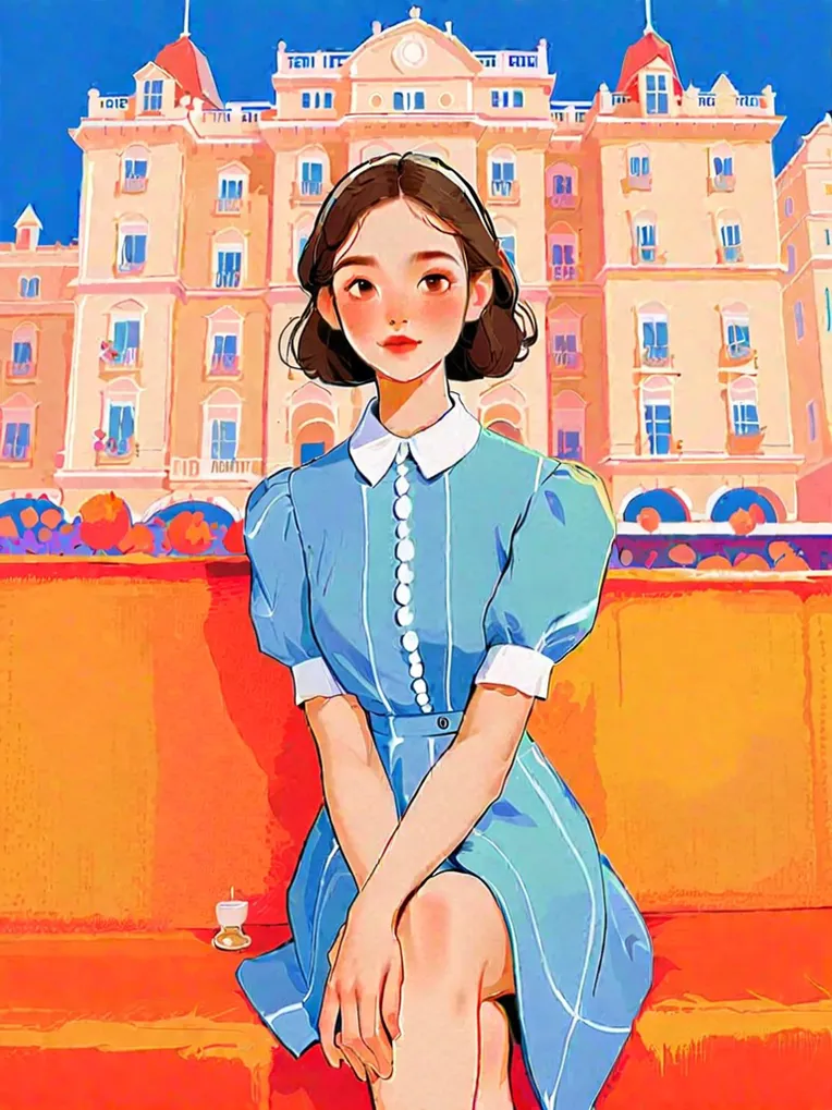 Flat Illustration,Girl,Style Boost,LoRA,SDXL