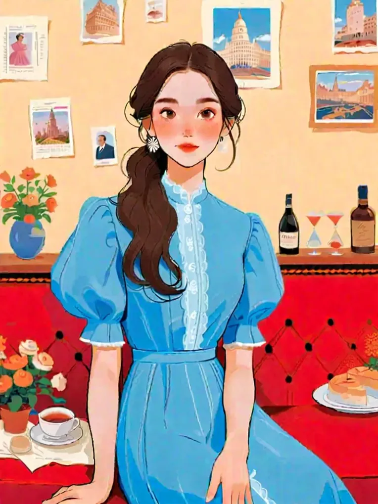 Flat Illustration,Girl,Style Boost,LoRA,SDXL