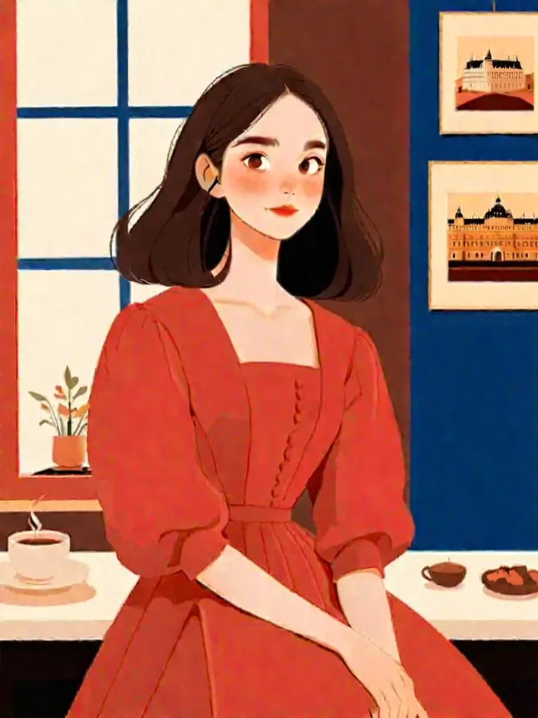 Flat Illustration,Girl,Style Boost,LoRA,SDXL