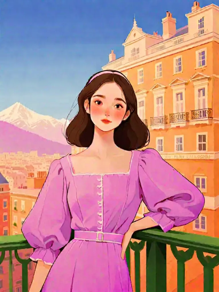 Flat Illustration,Girl,Style Boost,LoRA,SDXL