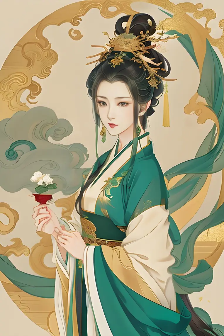 Chinese Style,Flat Illustration,Girl,Checkpoint,FLUX.1