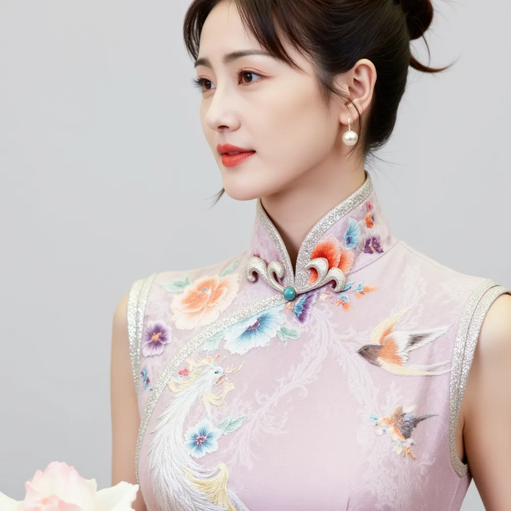 ai白鹿同款凤凰绣花旗袍-Qwen-LoRA-OpenArt-LiblibAI