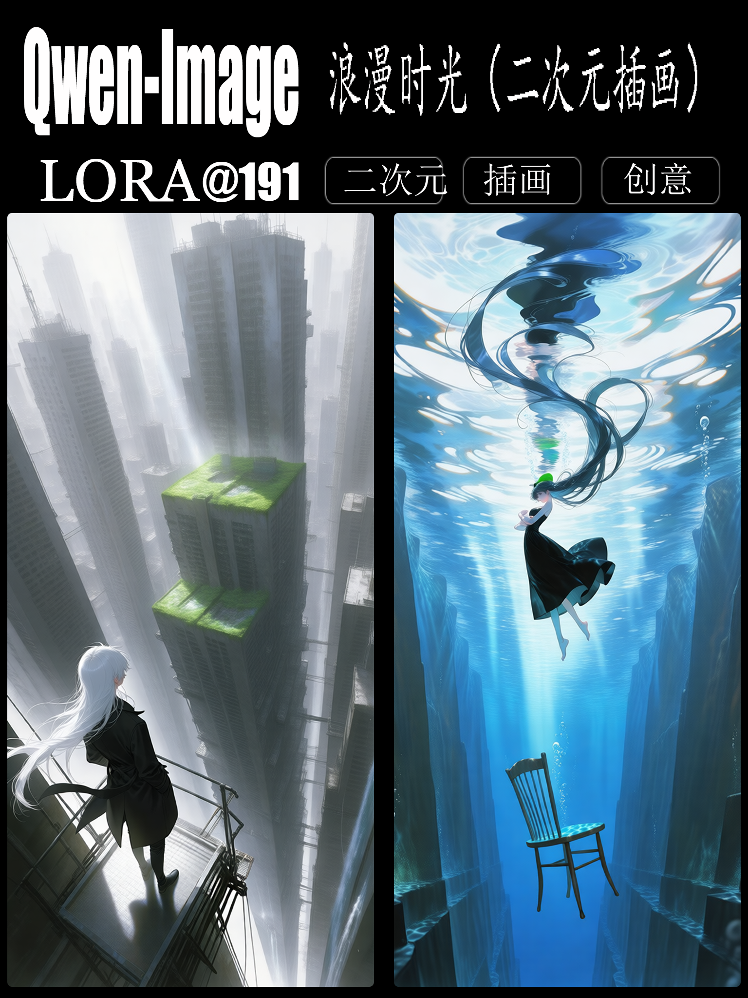 Romantic time (light painting of anime illustration) 千问二次元浪漫时光V1.0