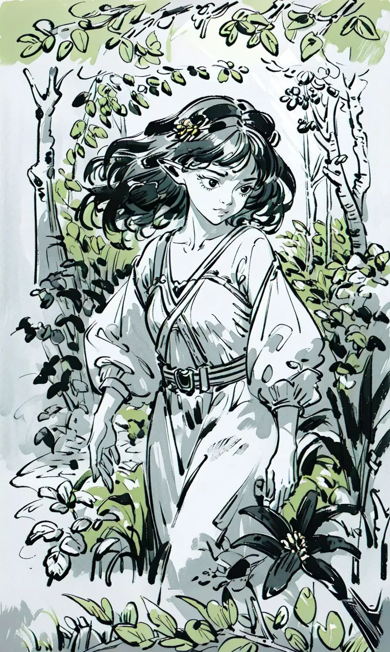 Hand-Drawn,Traditional Painting Media,Girl,LoRA,SD 1.5