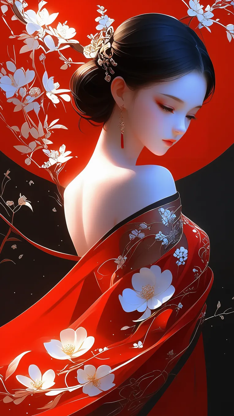 Flat,Chinese Style,Traditional Painting Media,LoRA,SDXL