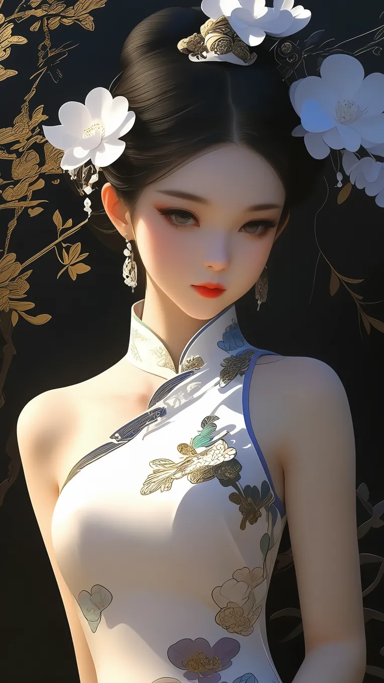 Flat,Chinese Style,Traditional Painting Media,LoRA,SDXL