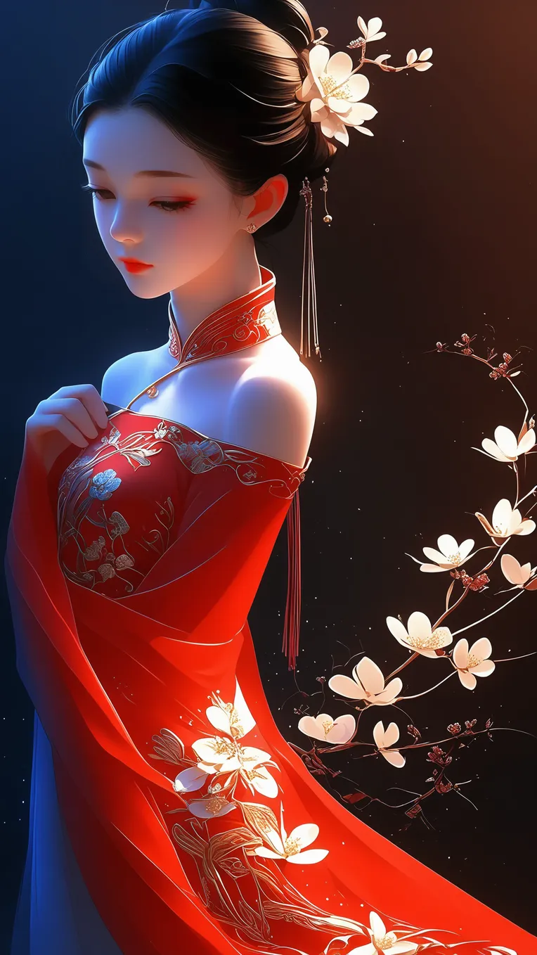 Flat,Chinese Style,Traditional Painting Media,LoRA,SDXL