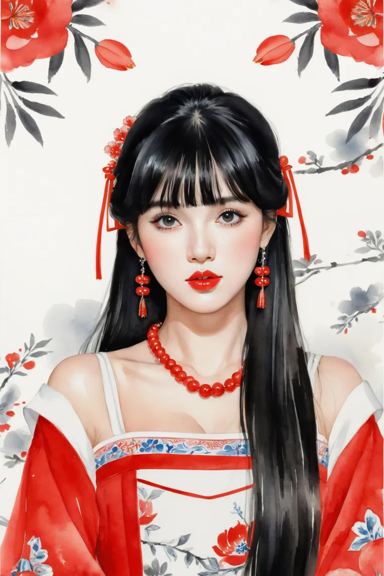 Chinese Style,Traditional Painting Media,Girl,LoRA,SDXL
