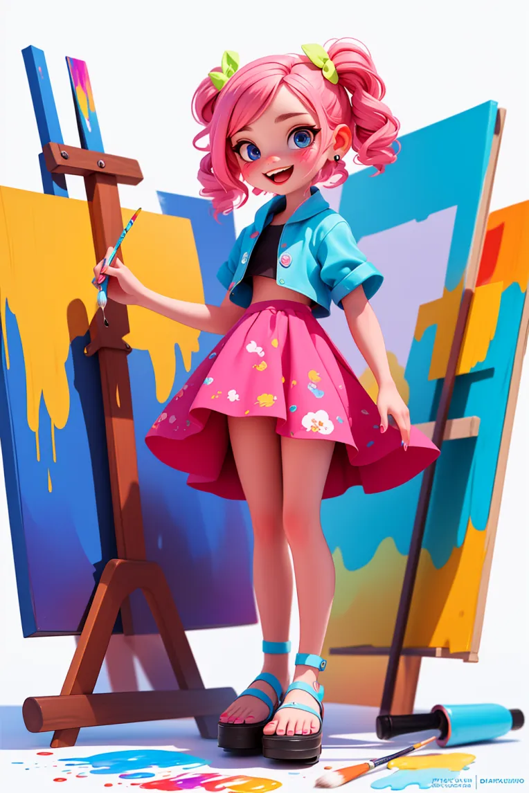 Cartoon style,Digital Painting Media,Girl,LoRA,SD 1.5