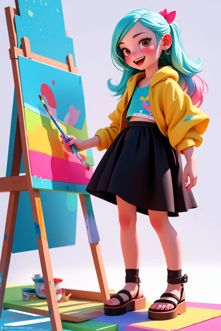 Cartoon style,Digital Painting Media,Girl,LoRA,SD 1.5
