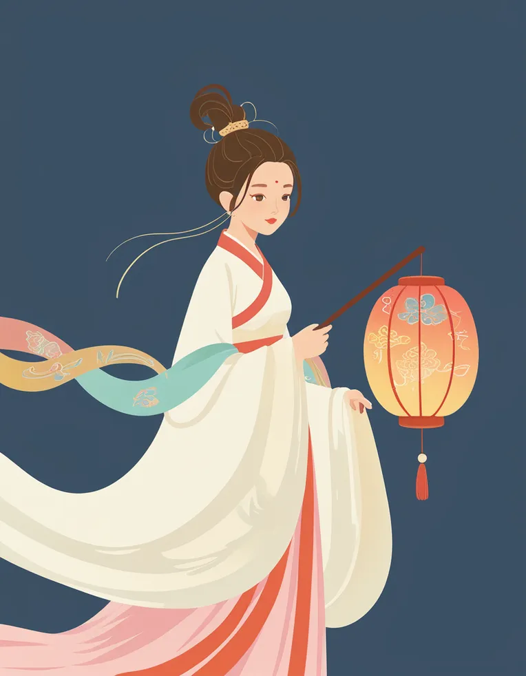 Chinese Style,Flat Illustration,Girl,LoRA,Kolors