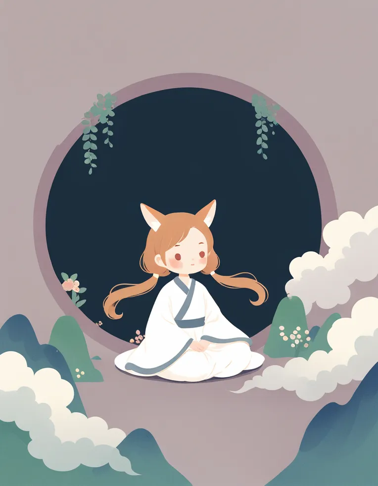 Chinese Style,Flat Illustration,Girl,LoRA,Kolors