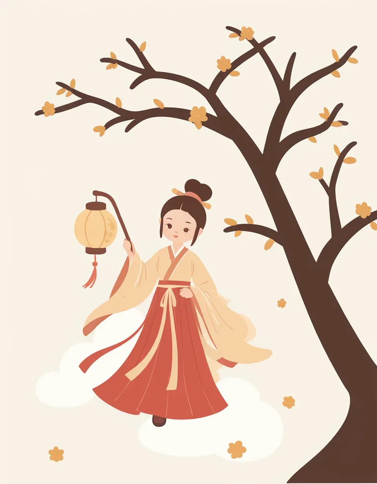 Chinese Style,Flat Illustration,Girl,LoRA,Kolors
