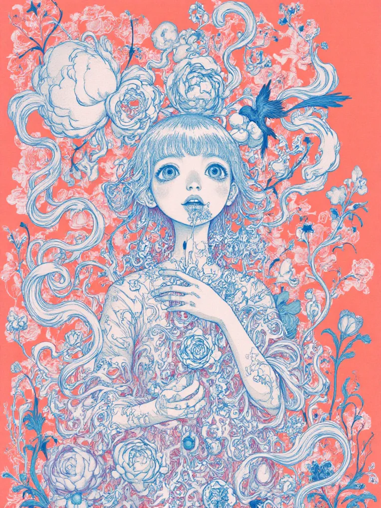 Flat Illustration,Girl,Object Enhance,LoRA,FLUX.1