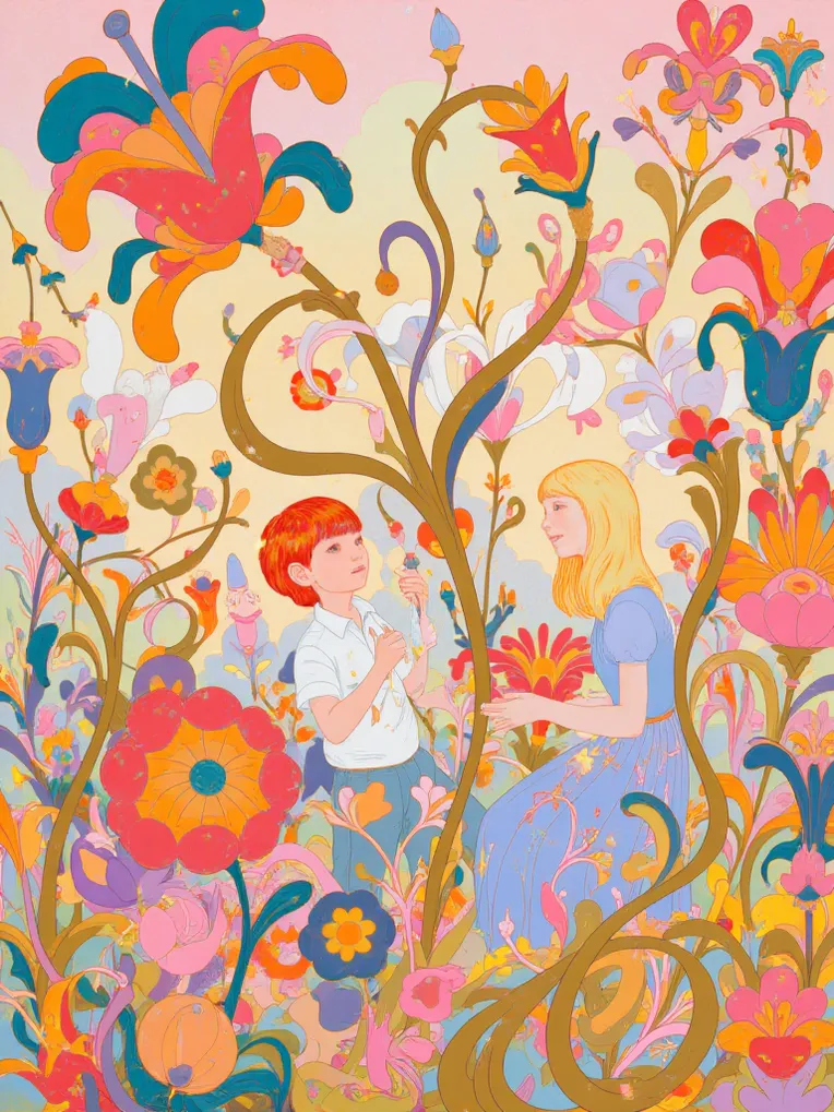 Flat Illustration,Girl,Object Enhance,LoRA,FLUX.1