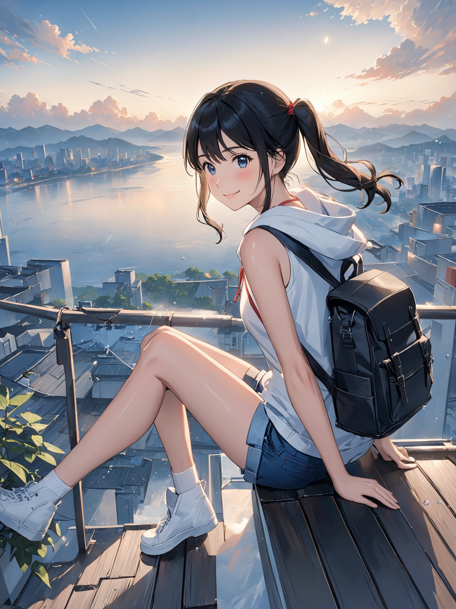 Japanese anime style, Makoto Shinkai style, Weathering with You Yano Haruna