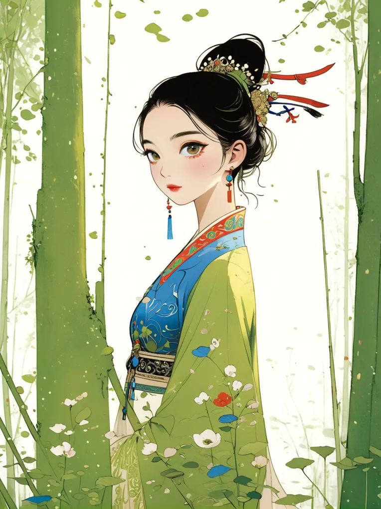 Chinese Style,Traditional Painting Media,Girl,LoRA,SDXL