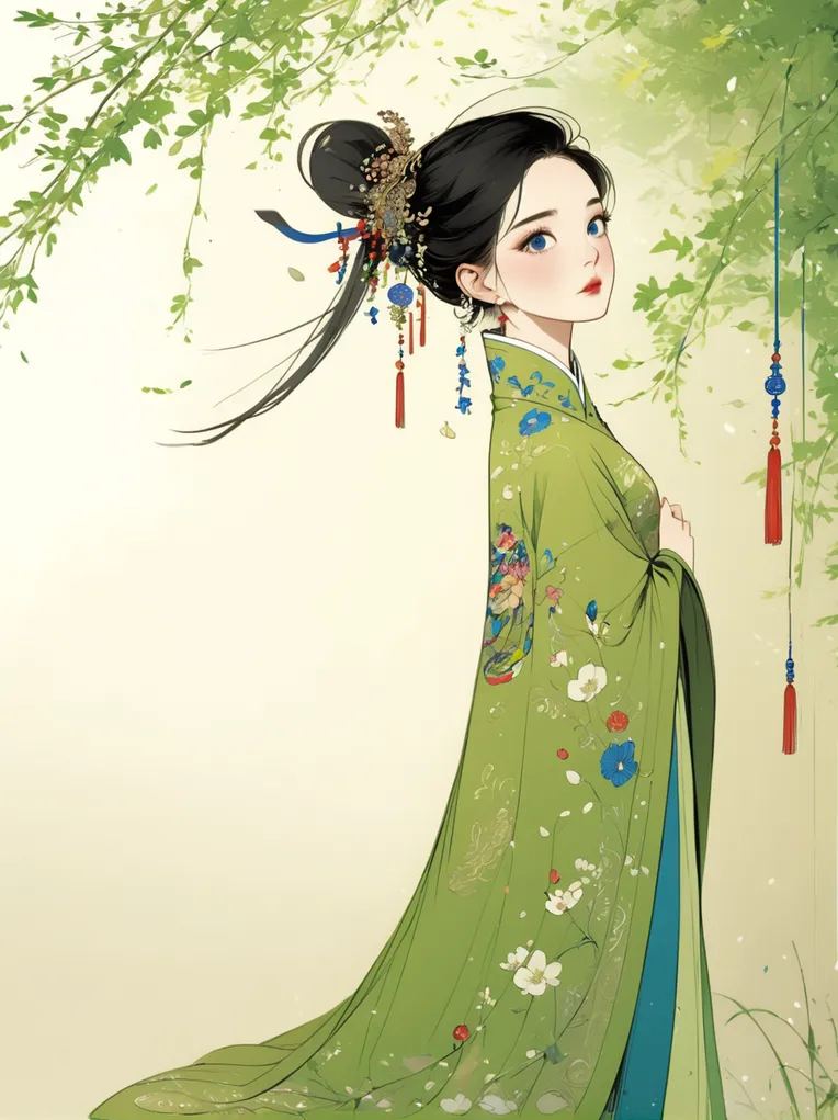 Chinese Style,Traditional Painting Media,Girl,LoRA,SDXL