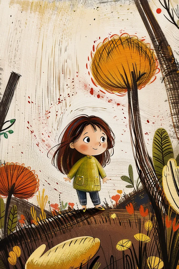 Hand-Drawn,Kids' Illustration,Girl,Checkpoint,SD 1.5