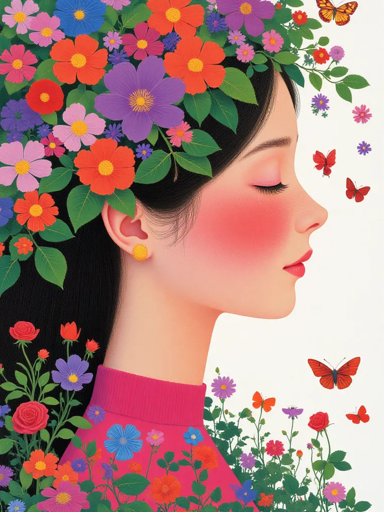 Flat Illustration,Girl,Style Boost,LoRA,FLUX.1