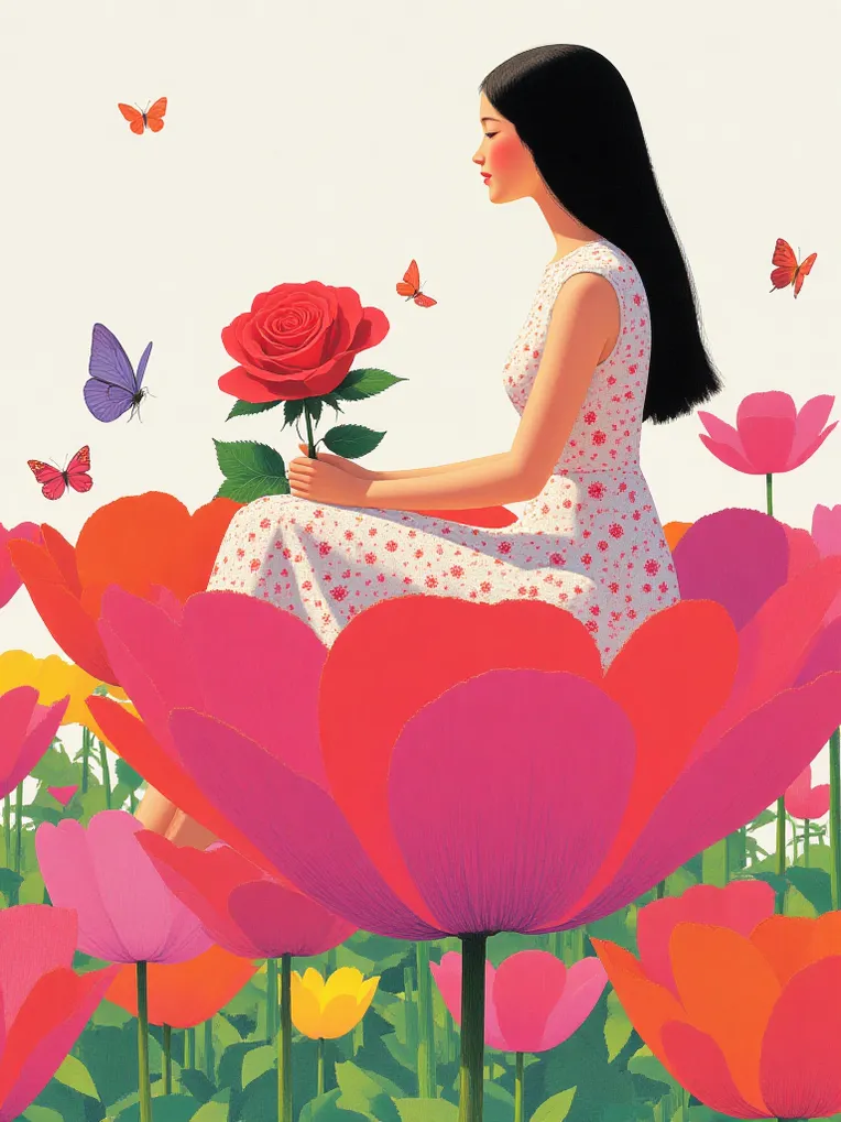 Flat Illustration,Girl,Style Boost,LoRA,FLUX.1