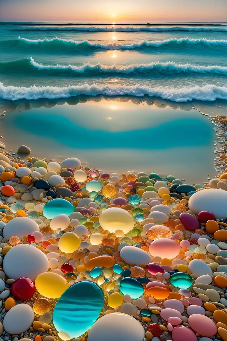 Landscape Photography: Colorful Beach Rocks-LoRA-1558394401-Shakker
