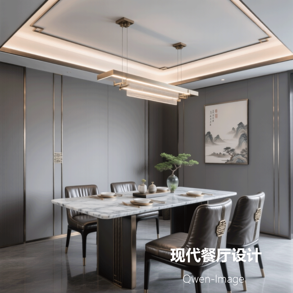 Modern restaurant design Qwen-Image 现代餐厅设计 Qwen-Image