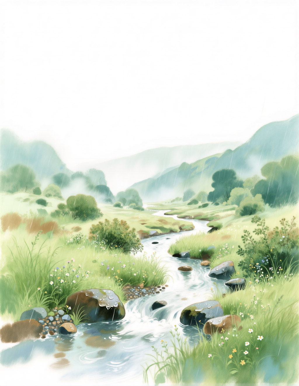 wet-on-wet watercolor painting 湿画法水彩画面
