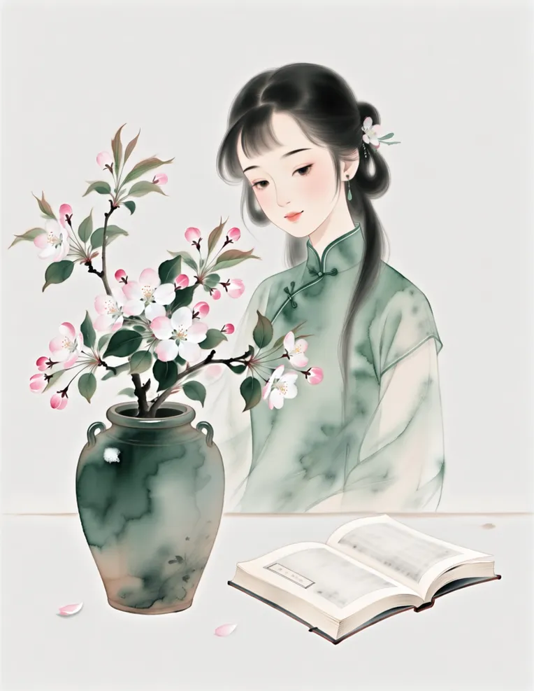 Flat Illustration,Girl,Object Enhance,LoRA,