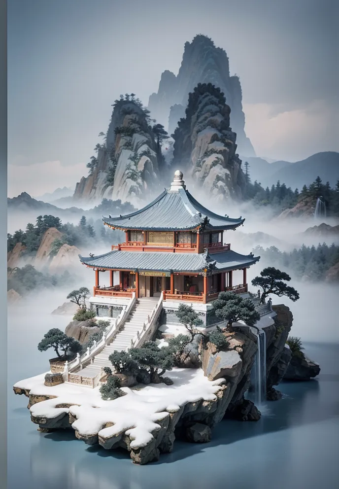Chinese Style,Traditional Painting Media,Building,Checkpoint,SD v2.1