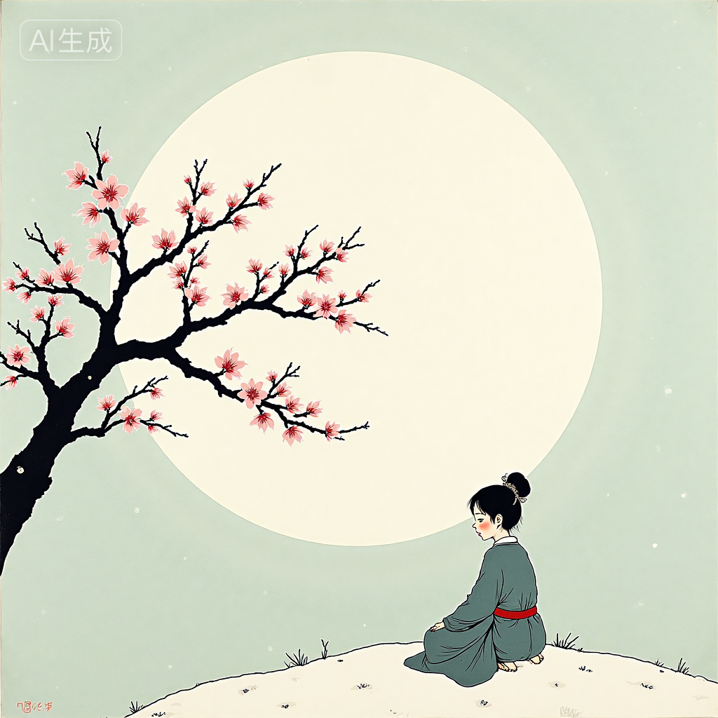 Zen-inspired ink wash painting with negative space 禅意留白水墨画