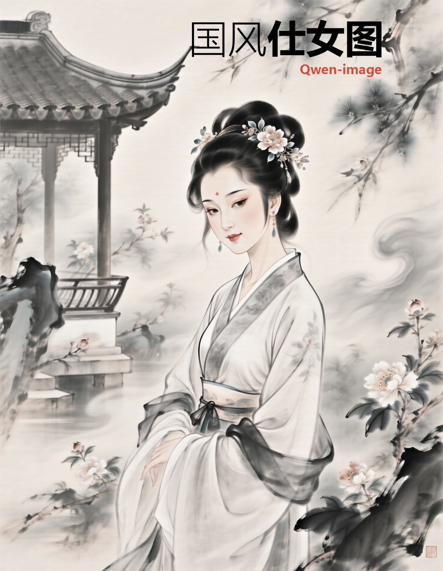 Chinese-style painting of ladies;Guofeng painting of ladies 国风仕女图