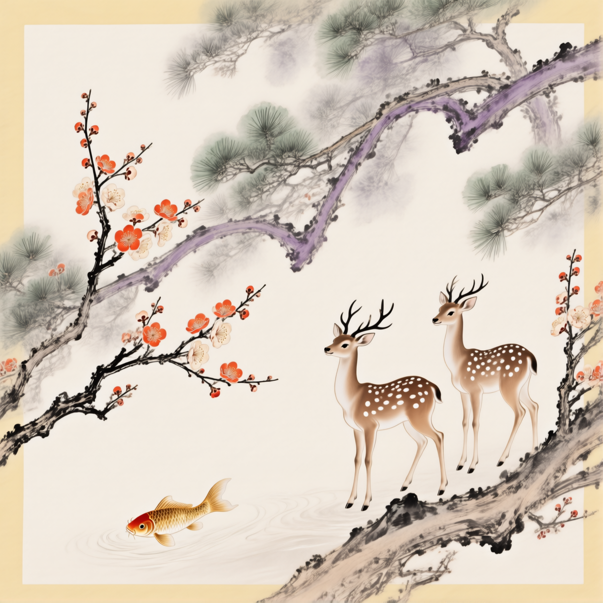 Soft color ink Oriental Zen illustration 柔彩水墨东方禅意插画