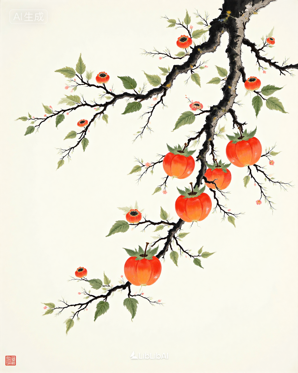 Traditional East Asian ink and wash painting style 传统的东亚水墨设色风格
