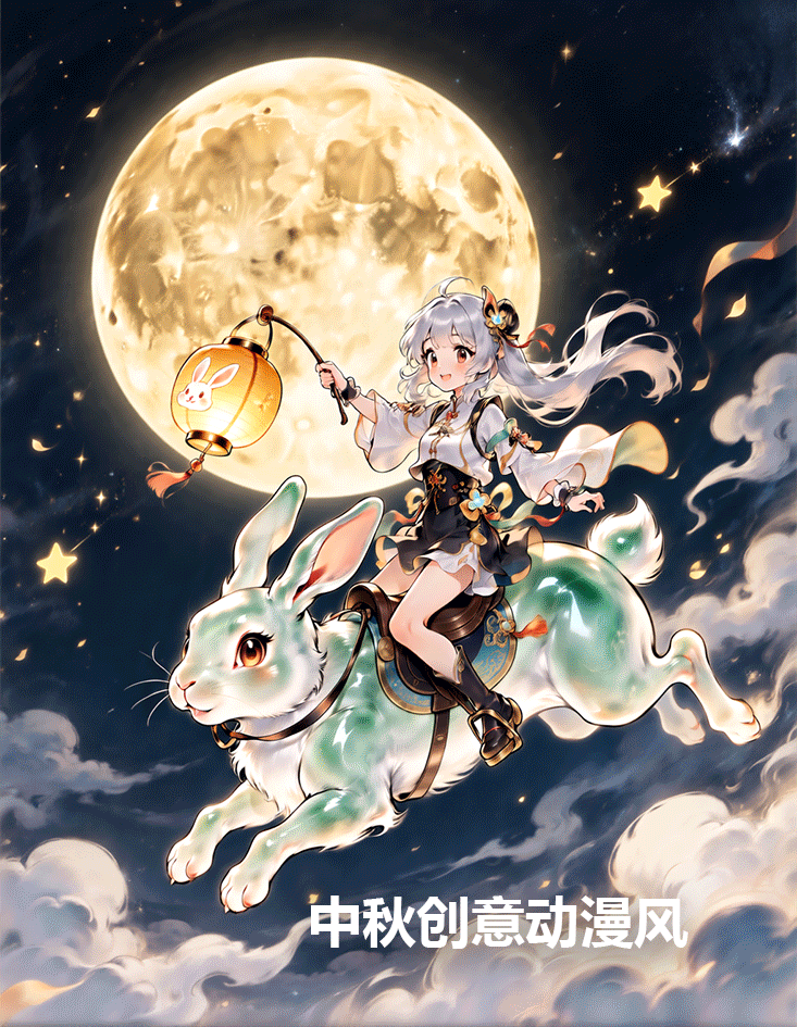 Creative anime-style Mid-Autumn Festival theme 中秋创意动漫风