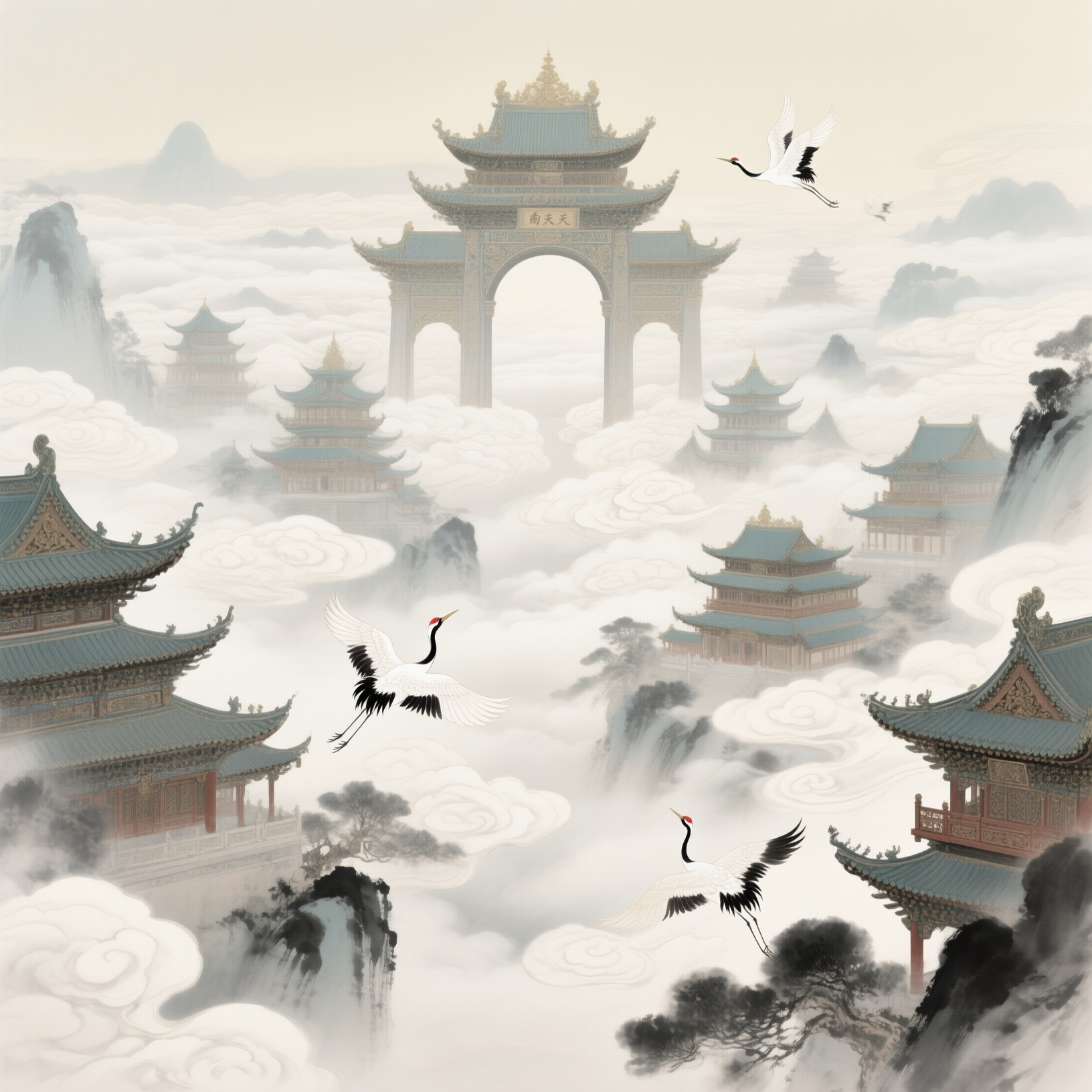 Chinese Aesthetic Tiangong Illustration 中式美学天宫插画