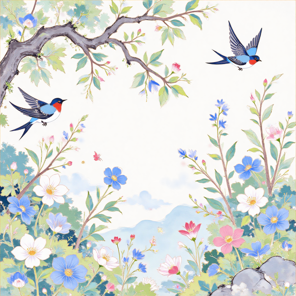Ink wash painting and blue and white porcelain style 水墨画-青花瓷风格