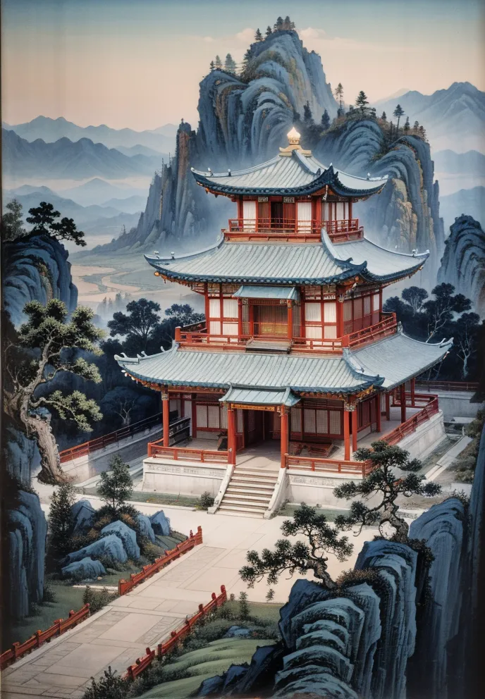 Chinese Style,Traditional Painting Media,Building,Checkpoint,SD v2.1